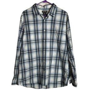 MICHAEL Michael Kors Blue and White Plaid Button Down Shirt size XL